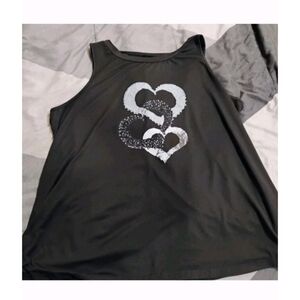 SHEIN Black Tank Top with White Heart Motif